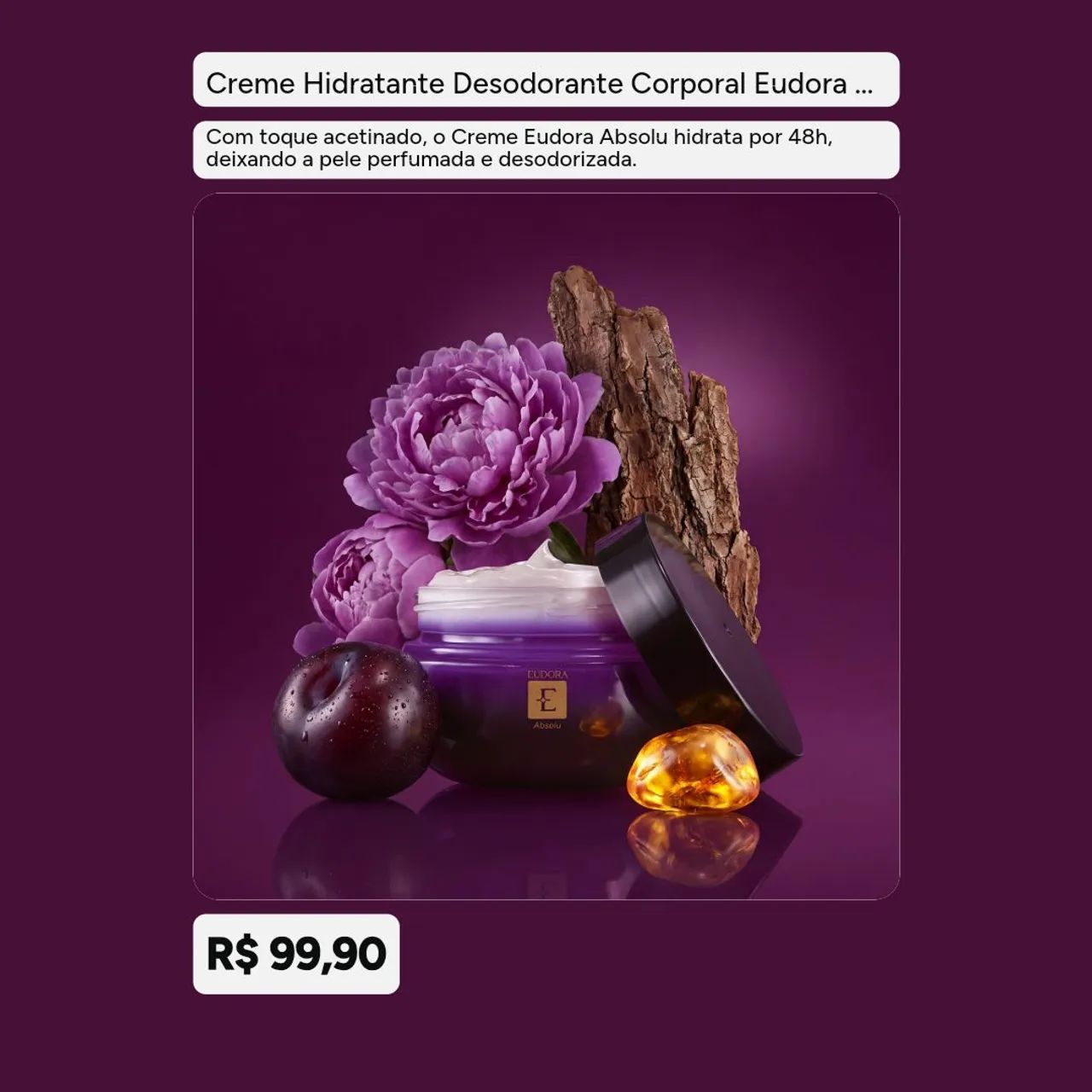 Creme hidratante Eudora Absolu