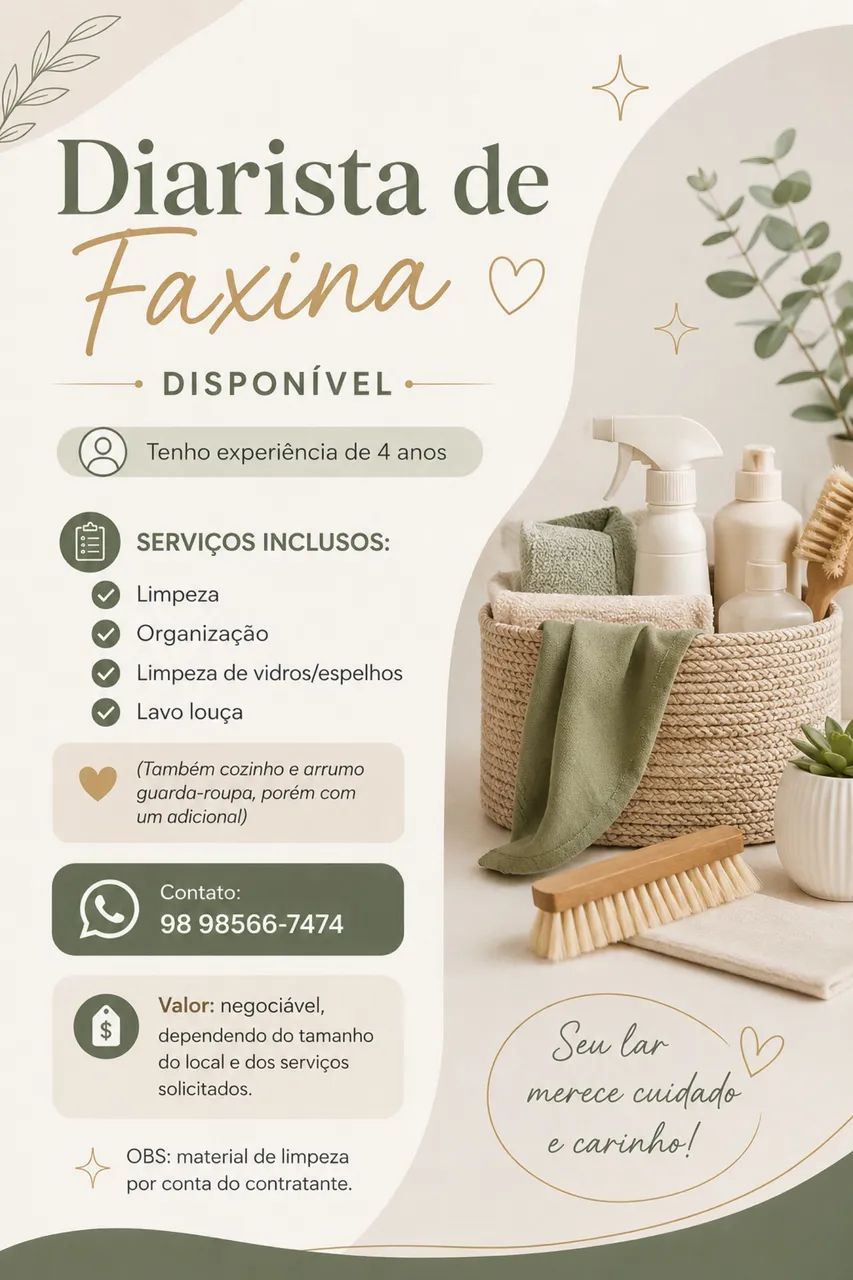 Faxina/ Diária 