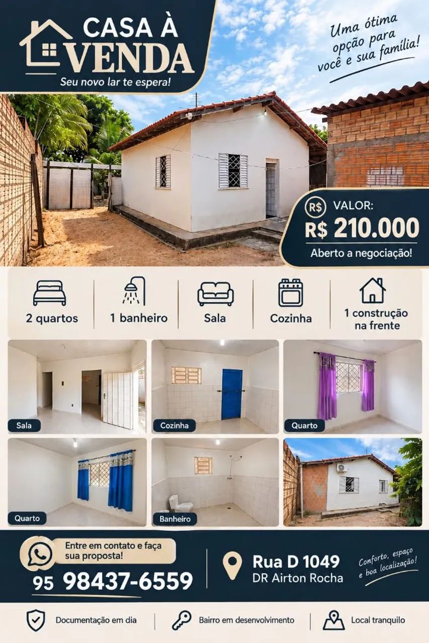 Vende-se uma casa no bairro Dr. Airton rocha 