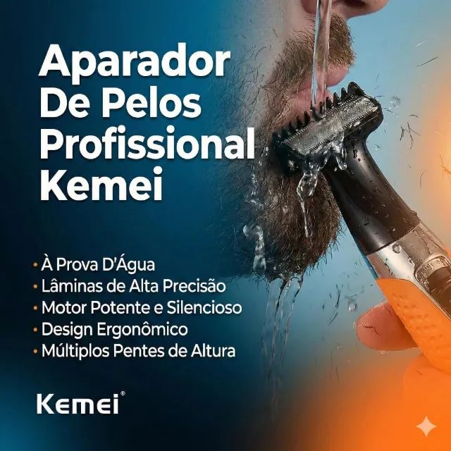 Aparador De Pelos Profissional Kemei KM-1910 A Prova D'Água - Foto 3