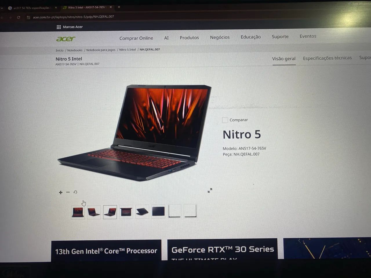 ACER NITRO 5, i7 12° DDR 4, RTX 3050