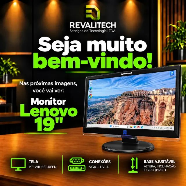Monitor Lenovo 19 Widescreen Giratório Pivot Vga Dvi - Foto 2