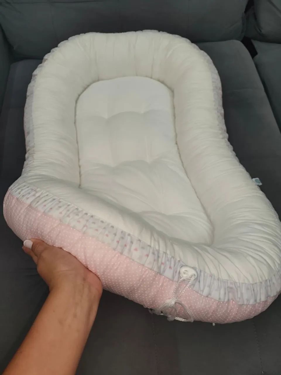 Ninho Redutor para Bebê - Rosa e Branco (Linha - Premium) - Foto 2