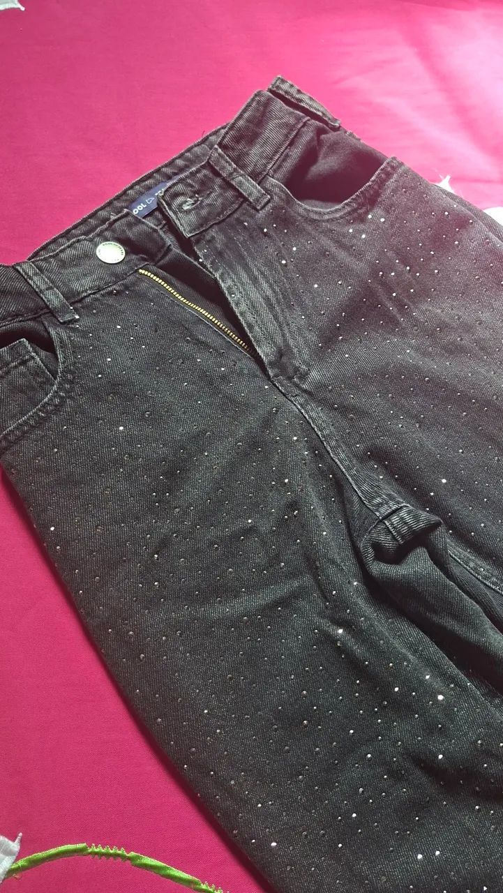 Calça jeans brilhosa