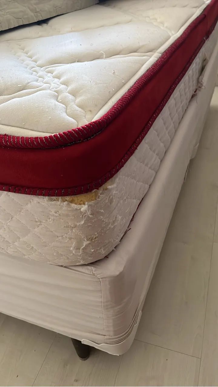 colchão queen molas ensacadas e box em tecido - Foto 5