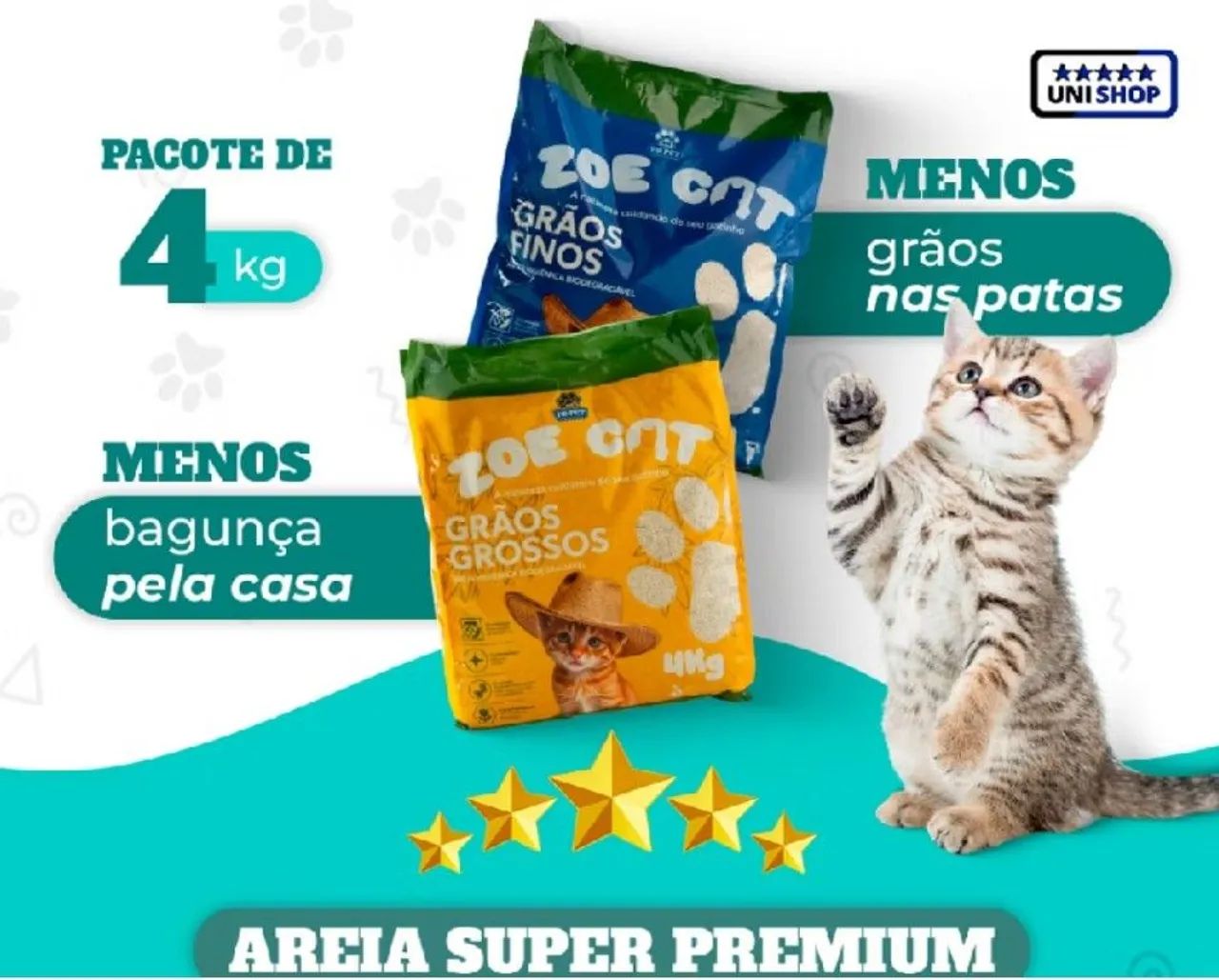 Areia Natural Zoecat 4kg Biodegradável 100% Mandioca Ultra Aglutinante Para Felinos Gatos - Foto 3