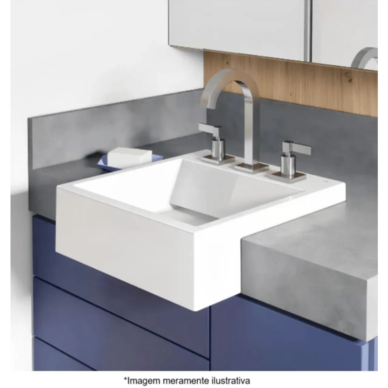 Cuba de Semi-Encaixe com 41cm Basic 73025 Branco Celite  - Foto 3