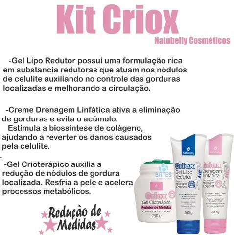 Kit Criox Redutor de Medidas Natubelly Cosméticos Gel Creme Drenagem Linfática Arnica - Foto 2