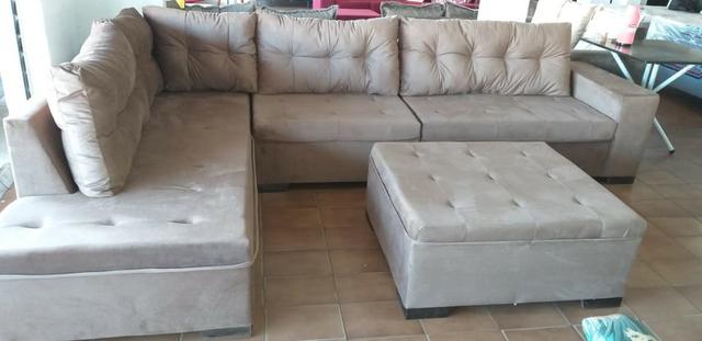 Sofa de canto athenas gigantesco 3.32x2.06 puff enorme apenas 1400 a vista - Foto 4