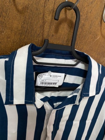 Camisa de viscose manga curta listrado azul da C&A - Foto 3