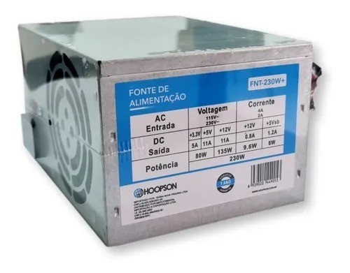 Fonte De Alimentação Atx Para Pc Hoopson Fnt-230w