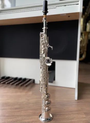 Sax Soprano reto (novo) prateado - ótimo som - aceito trocas - parcelo 21x