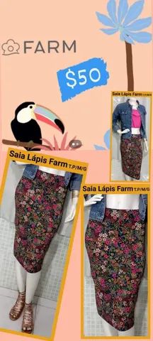 Somente Para As Estilosas!!! Topíssimas Saias Lápis Farm T.P,M e G Novas $50