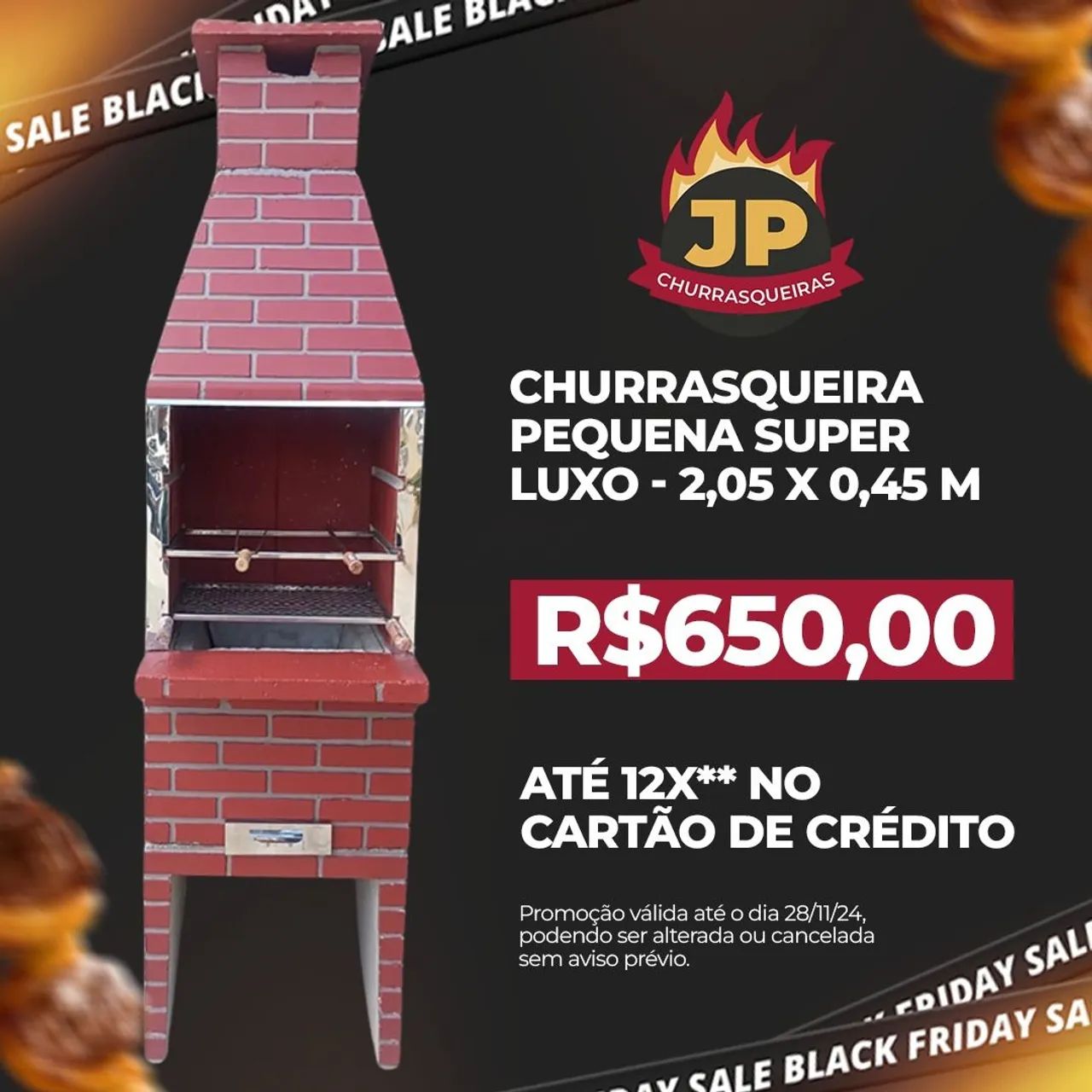 Churrasqueira Pequena Super Luxo - 2,05 x 0,45m - Black Friday - Foto 2