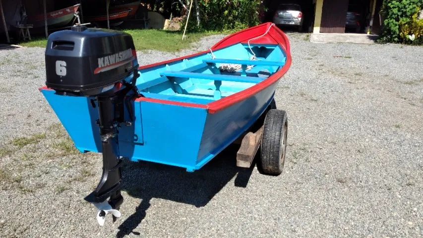 Barco de madeira naval + motor de popa 6 hp - Foto 10
