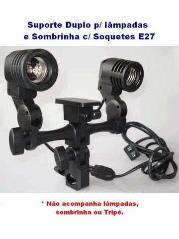 Suporte Duplo E27 p/ Lâmpadas E Sombrinha Luz Contínua Ou Flash YL104 - Foto 3