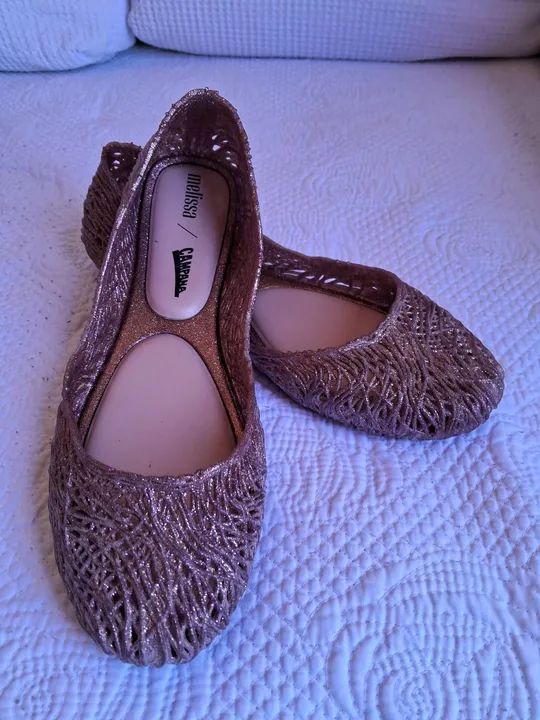 Sapatilha Melissa Campana Flow - Vidro Glitter Rosa - Tamanho 39/40<br>