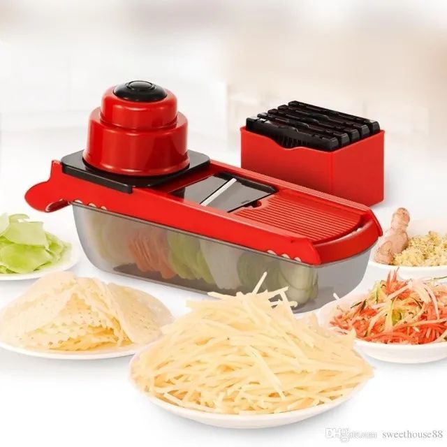 6 Em 1 Mandoline Fatiador De Legumes Ralador Aço Inoxidavel - Foto 2