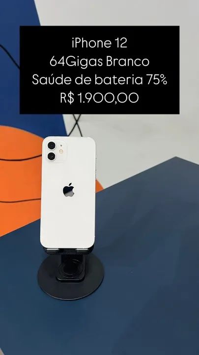 iPhone 12 ホワイト 64GB バッテリー容量75% Vendo IPhone 12 Branco 64 Gigas Saúde de Bateria 75% Semi novo