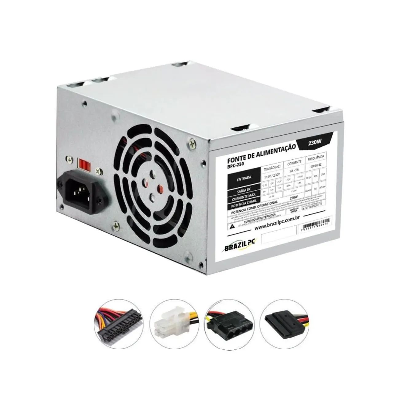 Fonte Brazil PC ATX 230W para Desktop (Novo)