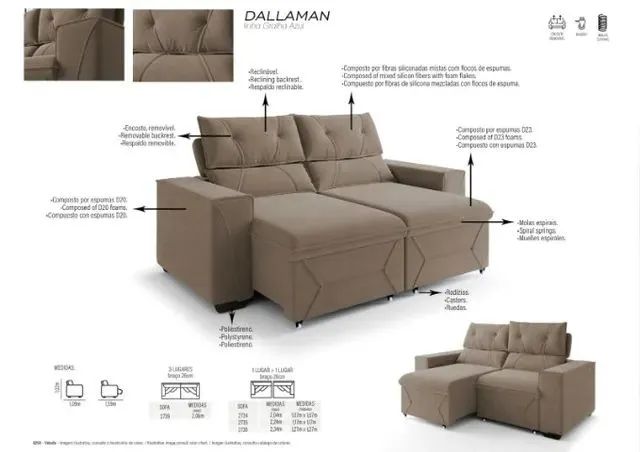 Sofá retrátil e reclinável Dallaman - Bônus R$ 300.00! - Foto 5