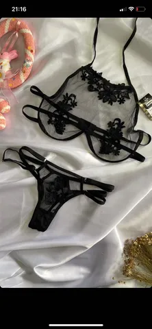 Conjunto de Lingeri3 linda cor preta