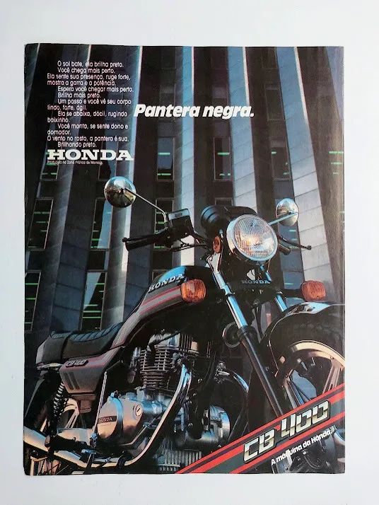 Honda CB 400 1982 preta ou 1983 dourada - Propaganda original de revista de época