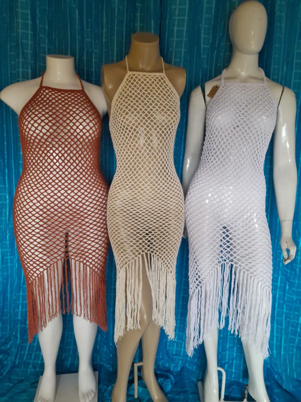 Vestido de Praia em Crochê com Franjas