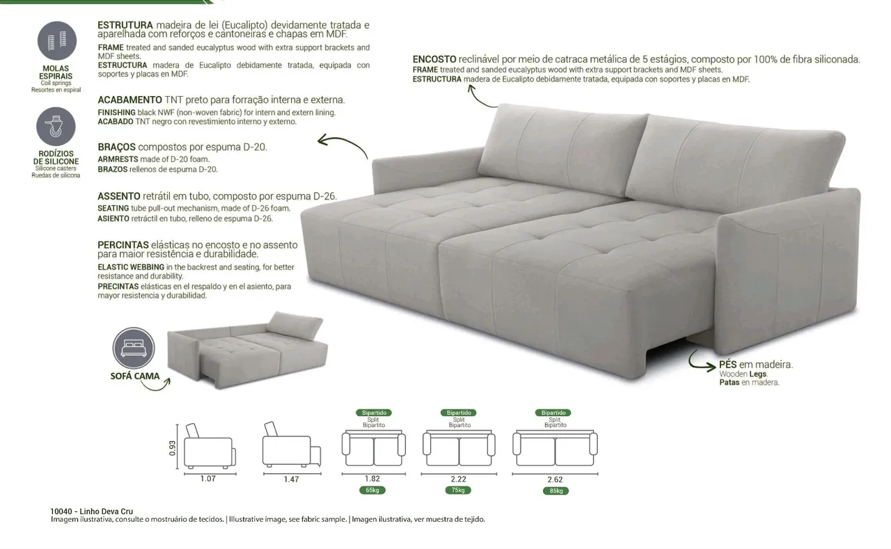 Sofá Cama Retrátil e Reclinável Conforto e Qualidade