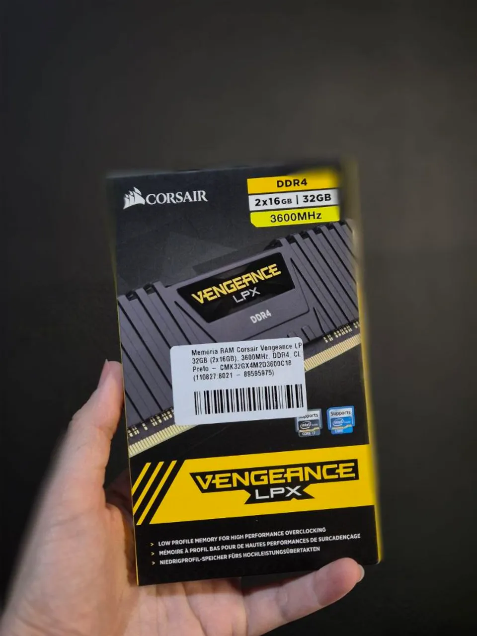 Memória RAM Corsair Vengeance LPX 32GB (2x16) DDR4 3600MHz