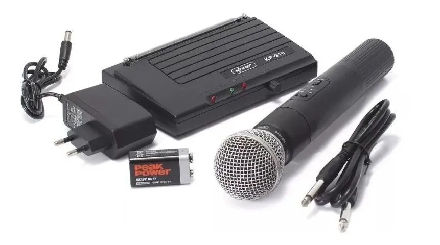 Microfone Sem Fio Uhf Wireless Bivolt Karaokê Profissional KP-910 - Foto 2