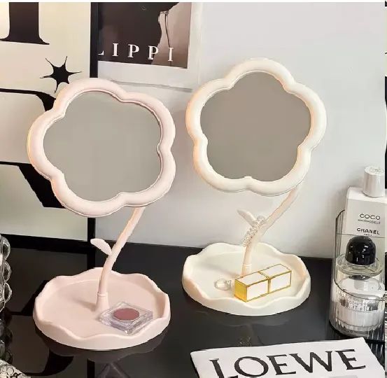 Espelho de Maquiagem de Flor Portátil para Mesa de Penteadeira Decoração - Foto 2