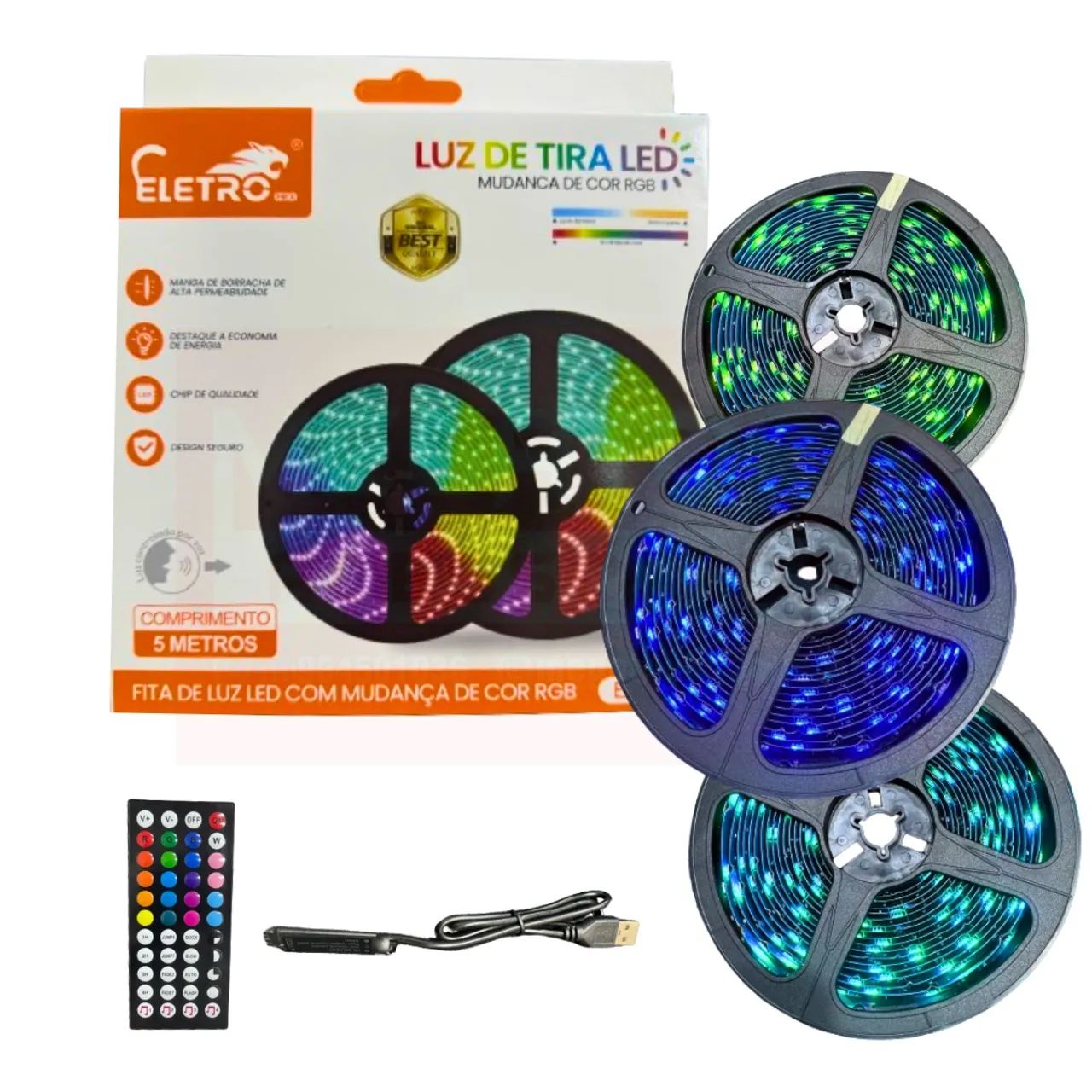 Fita de LED RGB 5 Metros com Controle Remoto