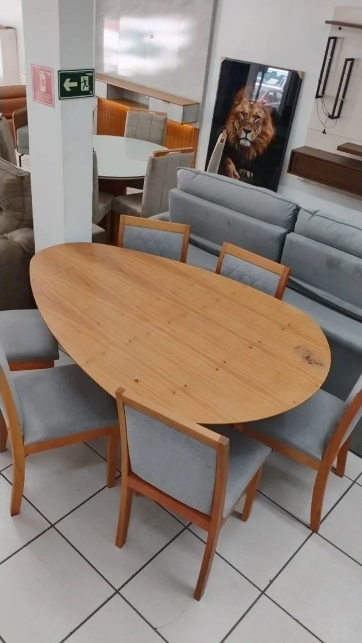 Mesa Oval De Sala De Jantar Com 6 Cadeiras