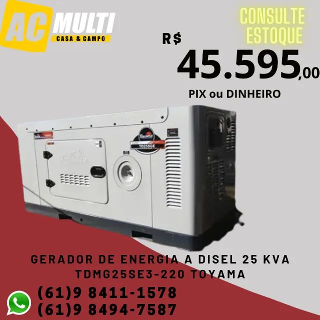 Gerador de Energia a Disel 25 kva TDMG25SE3-220 Toyama