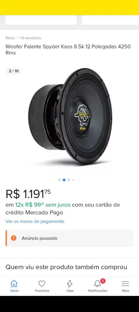 Woofer Spyder Kaos 8.5k 12 Polegadas 4250 RMS