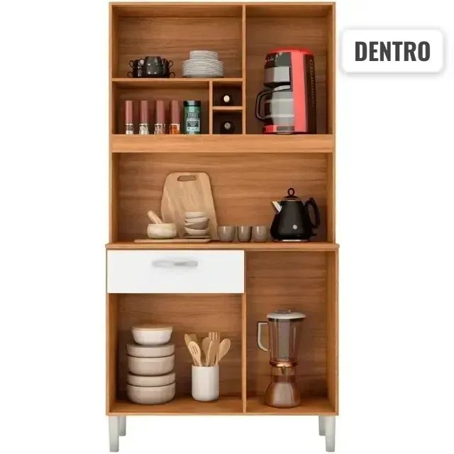 Armário para cozinha 4 prts 1 gaveta amendola branco - Foto 2