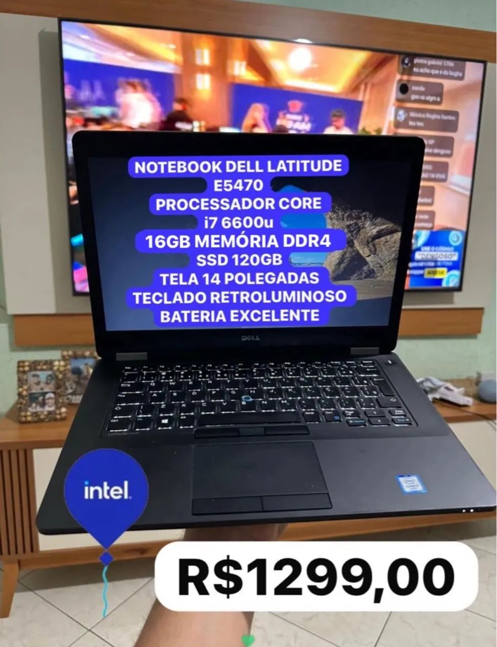 Notebook Dell Latitude E5470 i7 6600u 16GB DDR4 SSD 120GB Tela 14