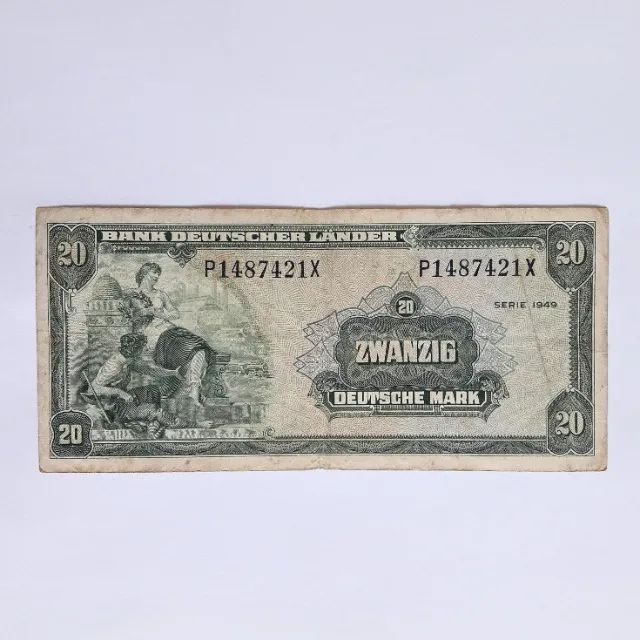 Rara Cédula, Alemanha, 20 Deutsche Mark Ano 1949, P# 17 Mbc
