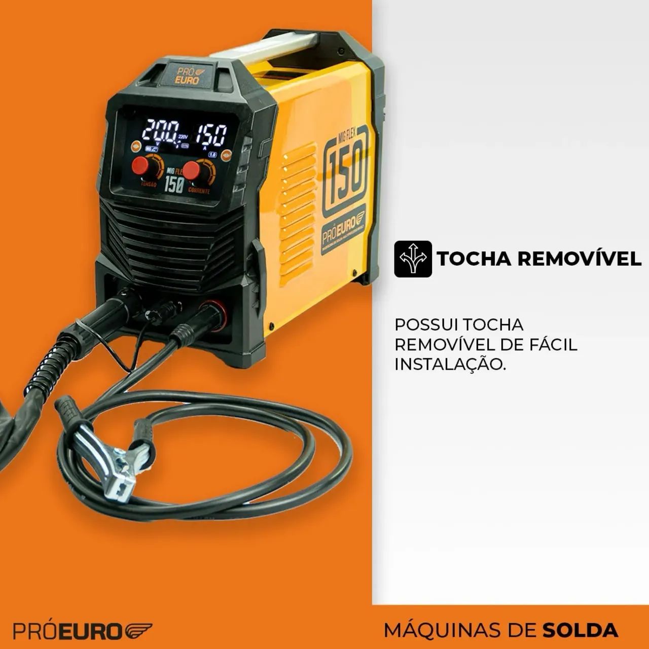 Máquina Solda Inversora Mig 150a Sem Gás Tig Lift Start Rápido Cor Laranja/Preto Pró Euro - Foto 5