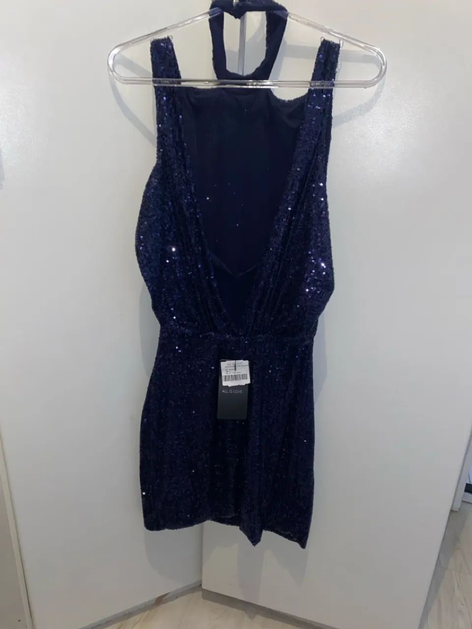 Vestido Azul Tubinho paetê festa novo - Foto 4