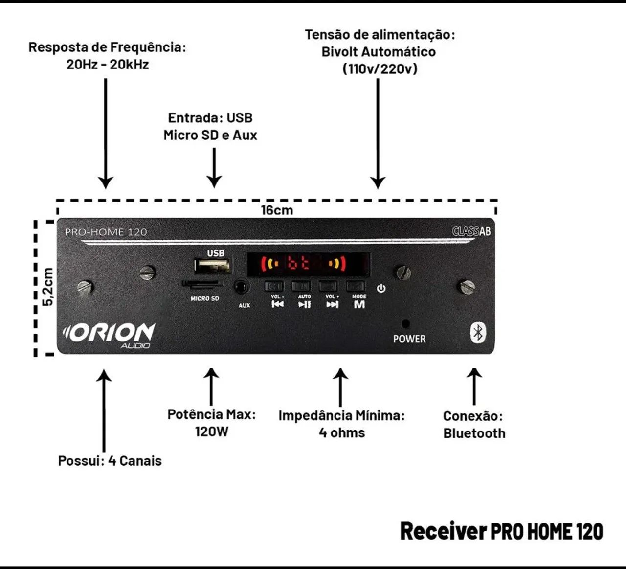 Amplificador som ambiente Orion pro home 120W - Foto 2