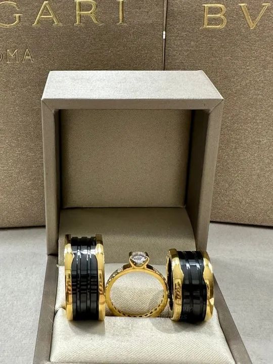 Anel aliança bvlgari ceramica black unidade
