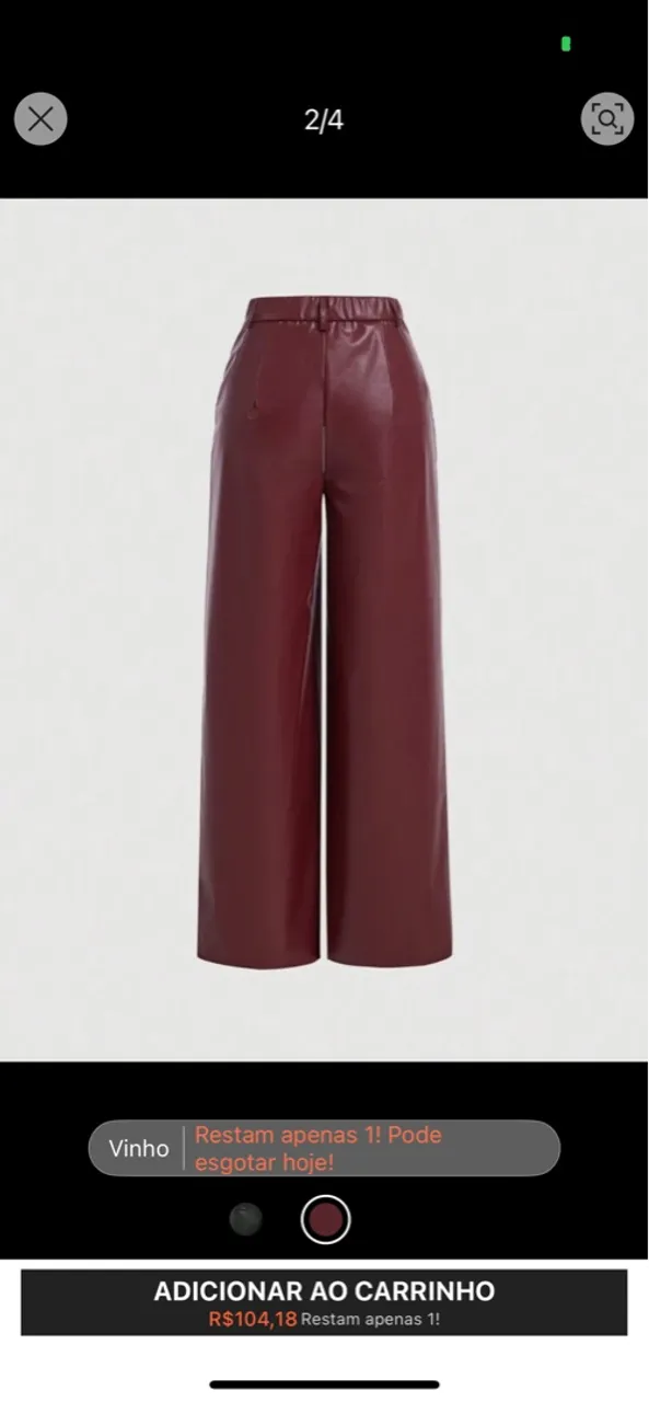 Calça Vinho Couro Sintético
