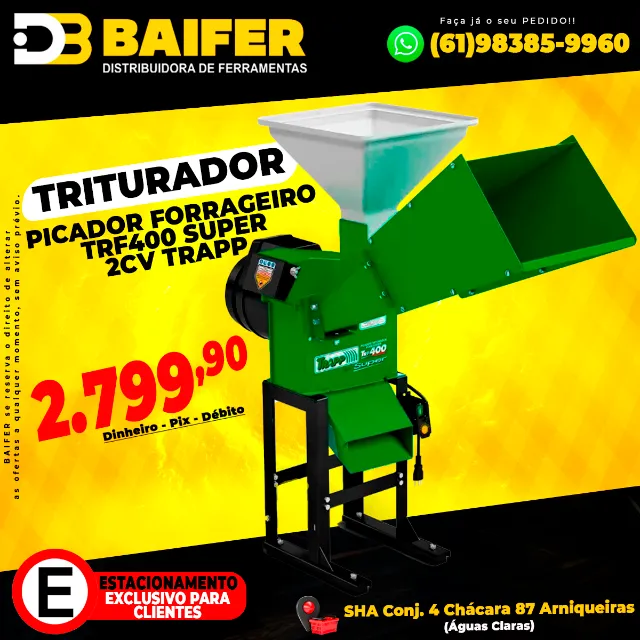 Triturador Trf400 Super Picador Forrageiro 2cv Trapp