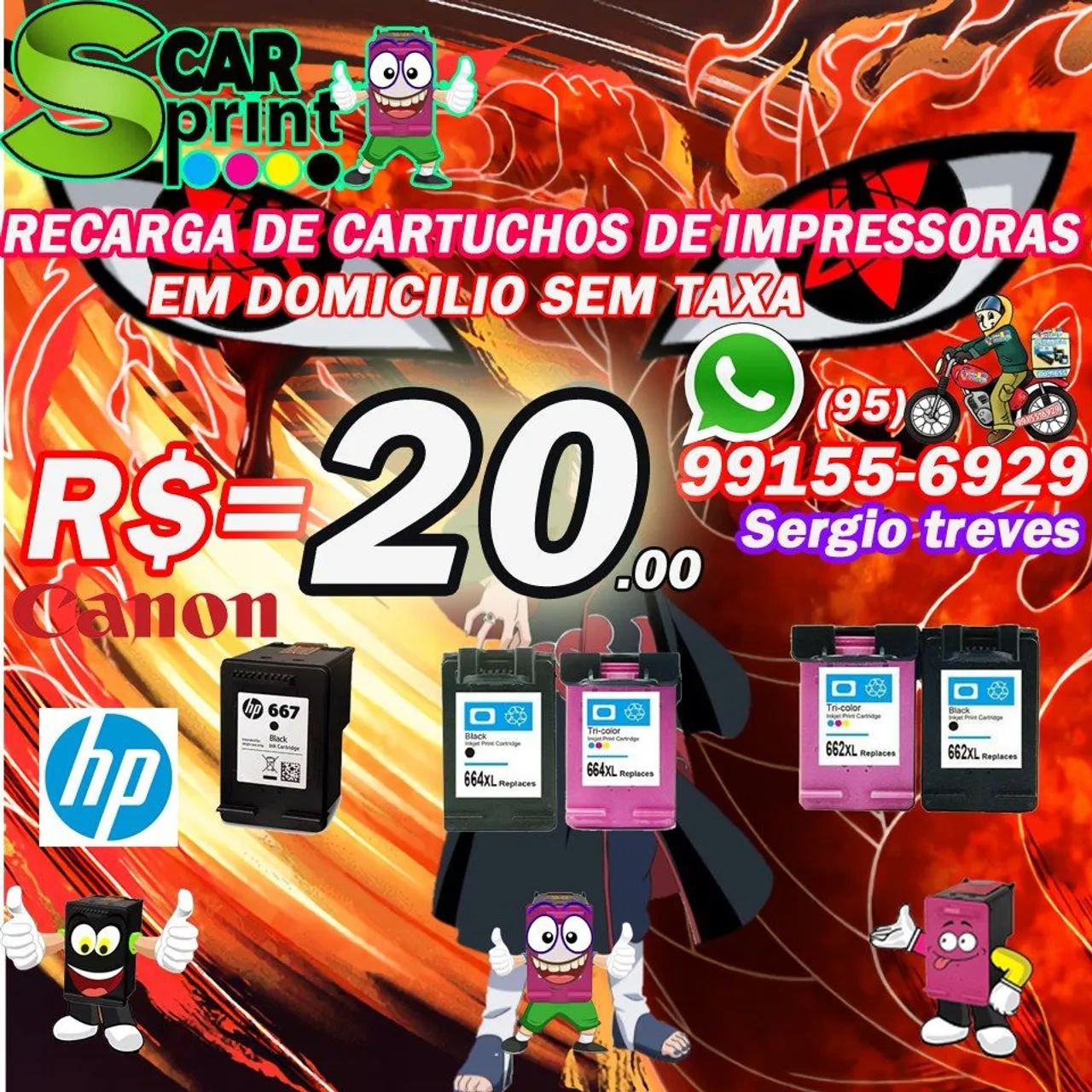 Sábado de Carnaval o dia todo recarga de cartuchos de impressoras 