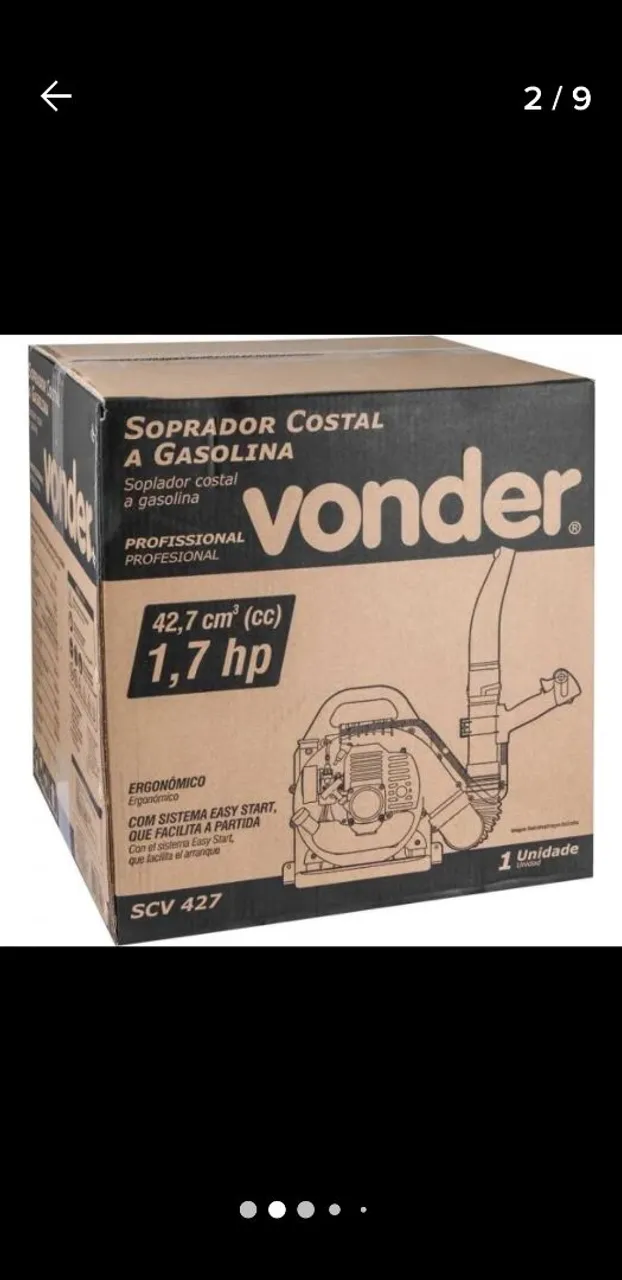 Soprador Costal a Gasolina Vonder 42,7 cm³ - 1,7 hp