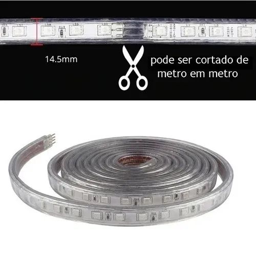 10 Metros Fita Led Chata Rgb 5050 Ip65 + Controle com Memória - Foto 2