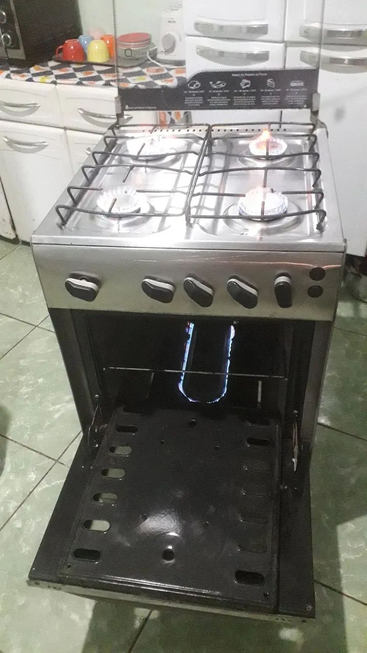 Vendo fogão  inox Esmaltec 4 bocas /ENTREGA GRATIS! - Foto 3