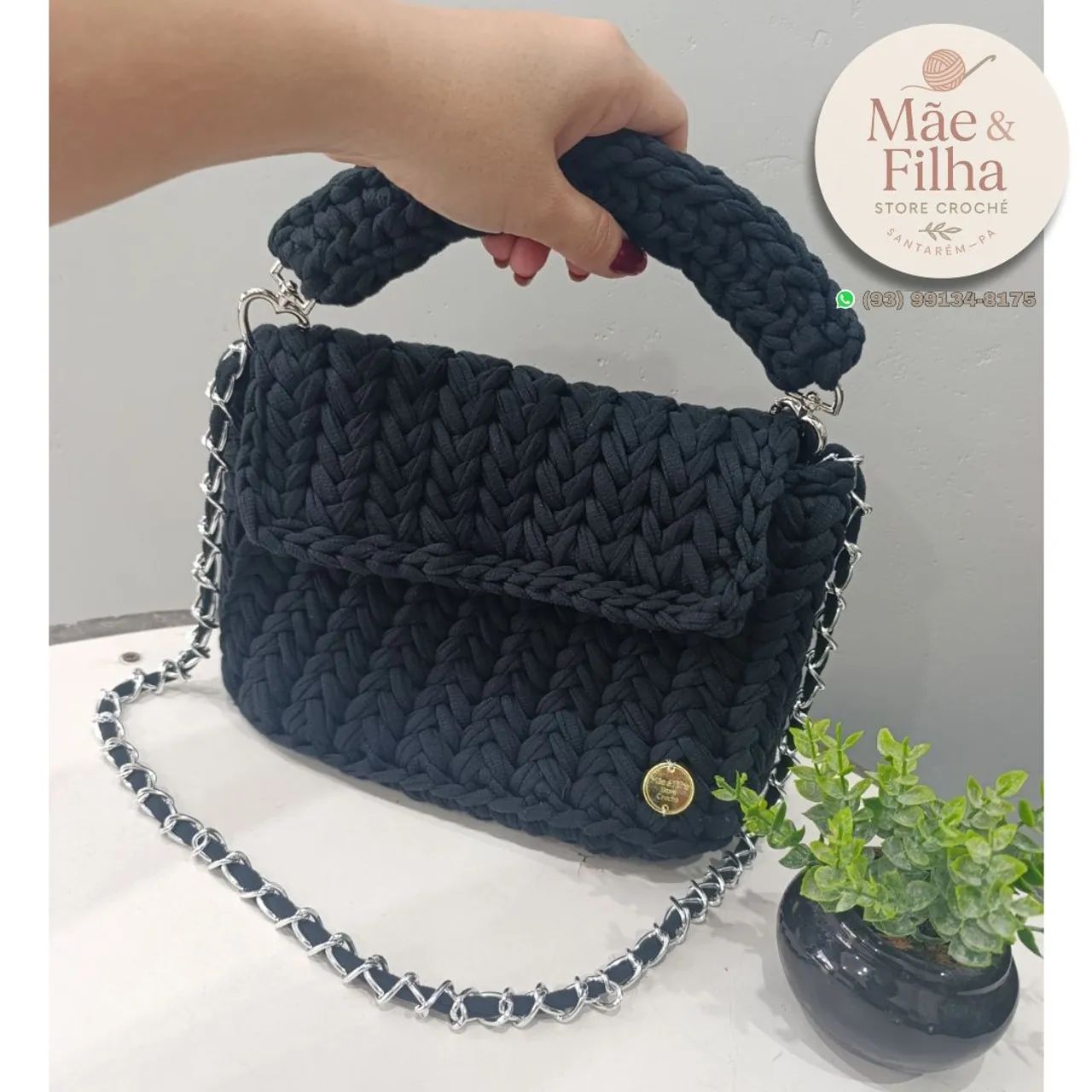 Bolsa em Crochê Preta - Foto 2